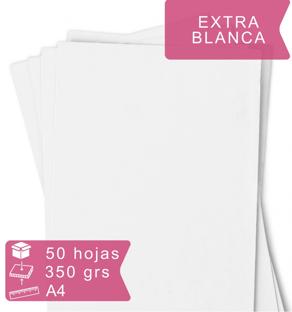 Cartulina Blanca 350gr 50hjs A4