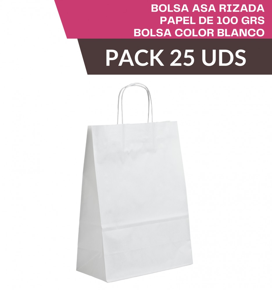 Bolsa Blanca Asa Rizada 18+8x24cm