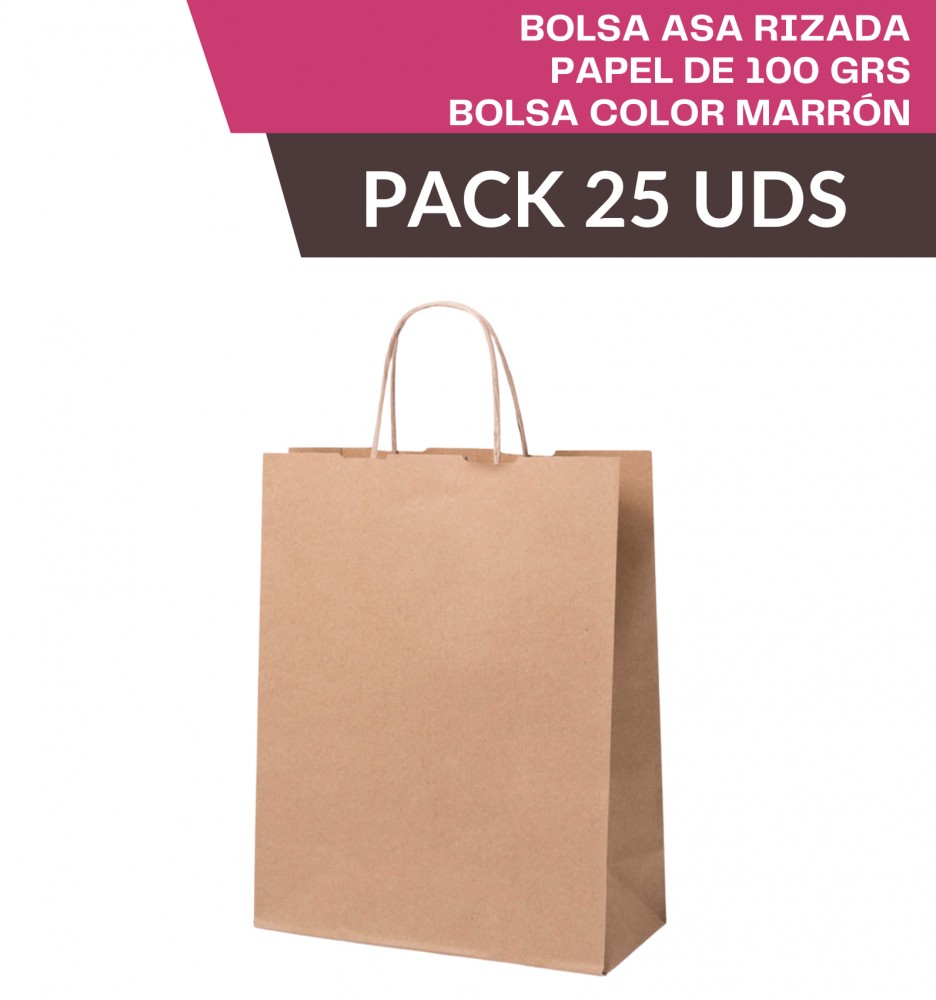 Bolsa Kraft Asa Rizada/Retorcida 25UDS