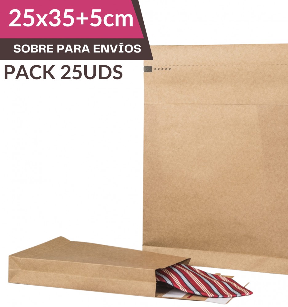 25X35+5cm / Pack 25 Sobres de papel para envíos