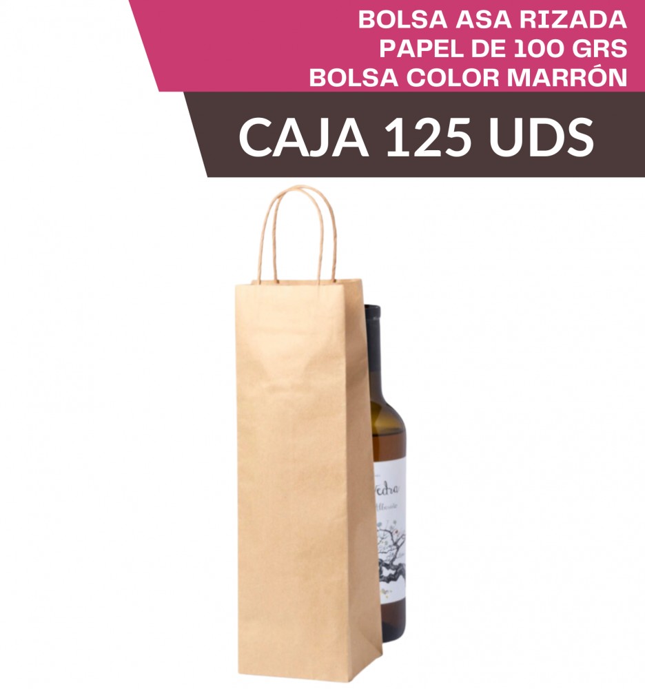 1 Botella / Bolsa Kraft Asa Rizada/Retorcida 125uds
