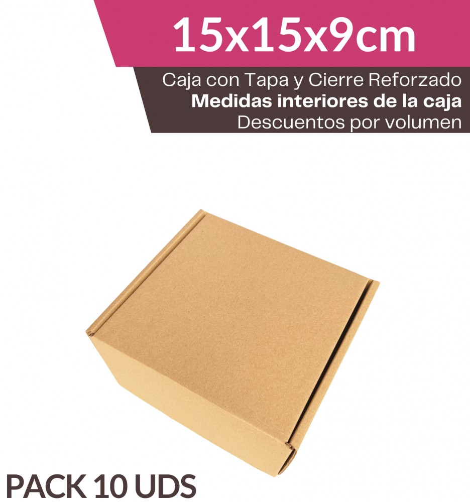 10 Cajas Envío 15x15x9cm Reforzada Marrón