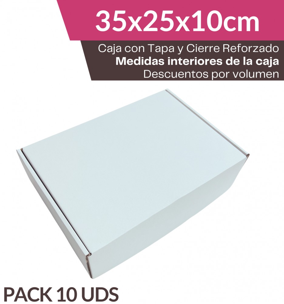 35x25x10cm / Pack de 10 Cajas / Caja Postal Blanca